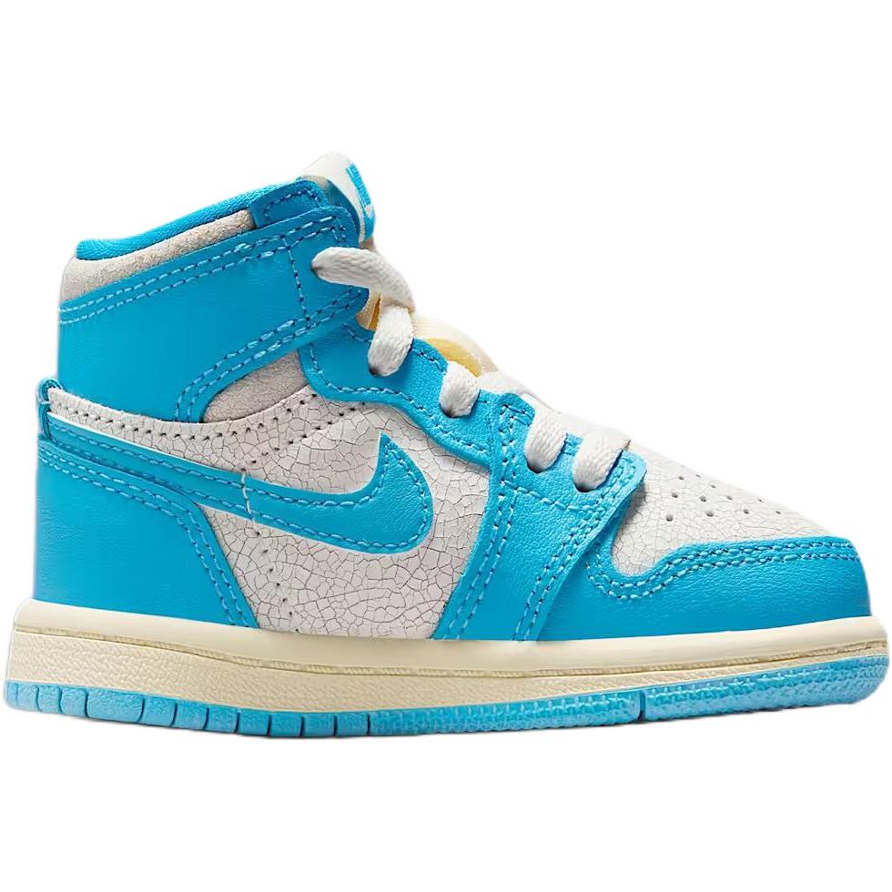 Jordan Air Jordan 1UNC Slip Resistant Abrasion Resistant High top Toddler Shoes White Blue Infant And Toddler FD1413-402