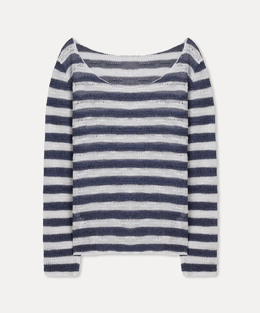 MIXXO Boat Neck Striped Knit_Miwkag50Ms