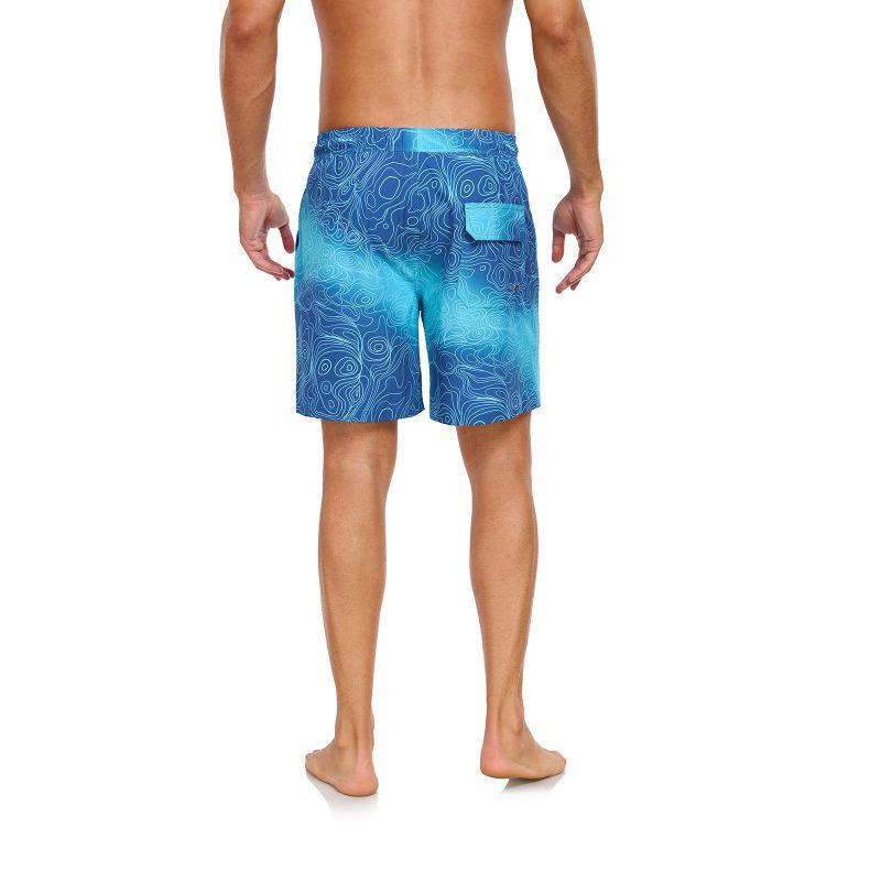 Men's Double-Layer Printed Beach Shorts Drawstring Swim Trunks