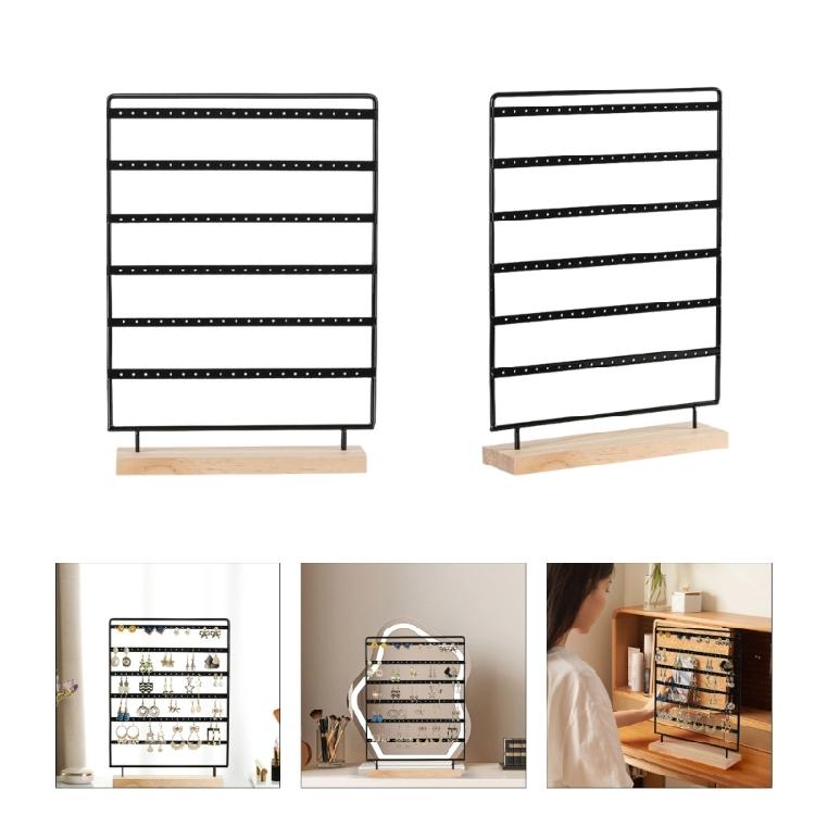 6-Tiers Earring Holder for Hanging Earrings Ear Studs with Wood Base Women Girls