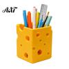 Modern Desk Decoration Creative 3D Printed Cheese Pen Holder, Cute Desktop Organizer, Plastic Stationery Holder Multifunctional Storage Ornament