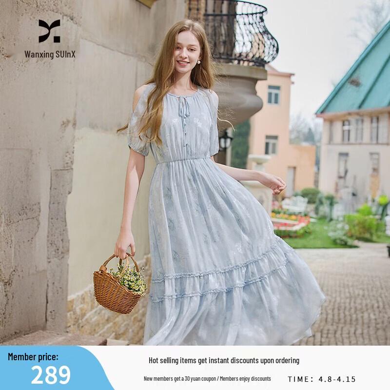 

French Floral Bubble Sleeve Midi Dress L