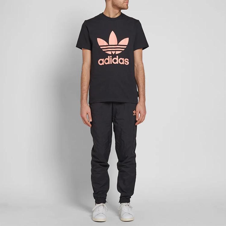 adidas Originals Kleeblatt-Logo Lässiges Sportabzeichen Rundhals Kurzarm T-Shirt Herren Oberteile Schwarz CY7874