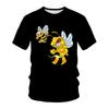 Summer Short Sleeved T-shirt with Bee Pattern 3D Digital Printing Round Neck Loose Men's T-shirt