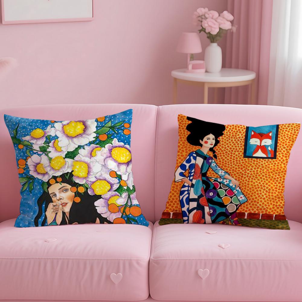 Hot V-VVintage Oil Painting Cushion Cover Comfortable Reversible Pillow Cover Ideal for Car Sofa Bedroom & Beyond