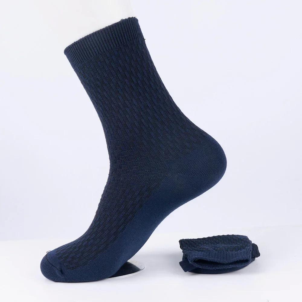 Bamboo Fiber Men Socks High Quality Breatheable New Compression Solid Color Casual Business Anti-Bacterial Mid-tube Stockings