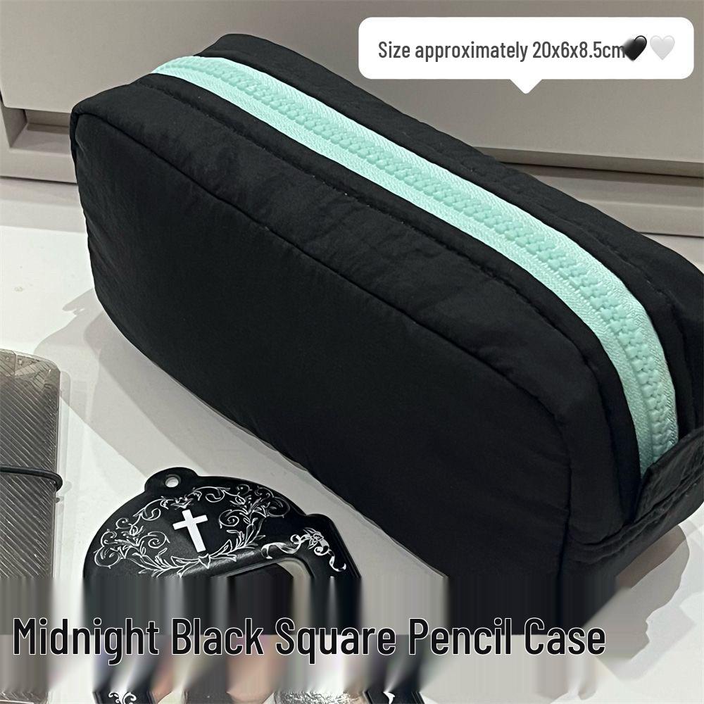 Sea Salt Blue Large Capacity Japanese-Style Pencil Case - Simple, Solid Color Student Stationery Bag