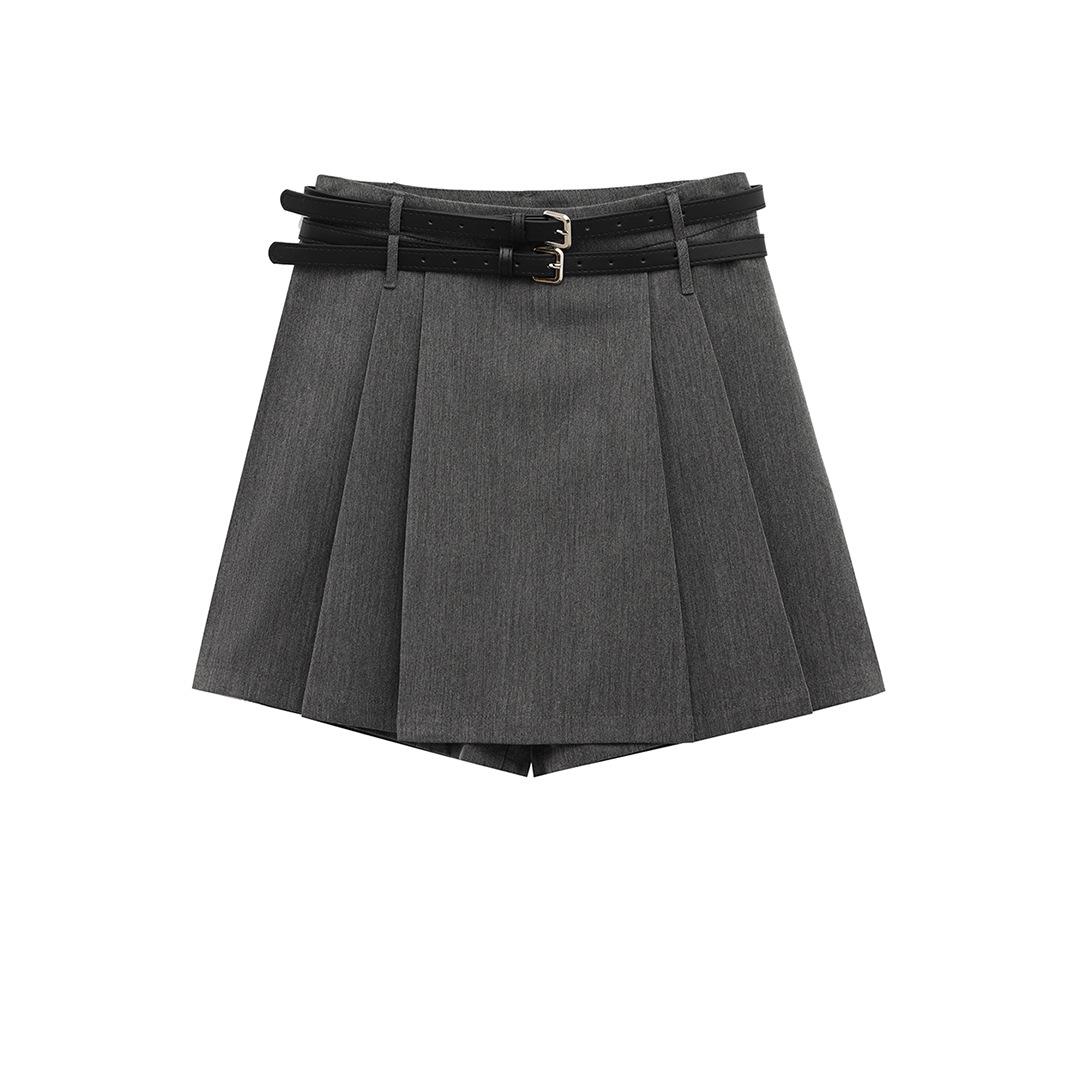 

Женская мода весна 2025: Кюлоты плиссе с двойным поясом в европейском и американском стиле Medium