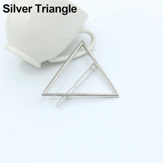 Mode Frauen Geometrie Golden Silber Ton Dreieck Haarnadel Haarspange Haarschmuck