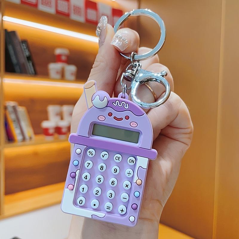 1pc Calculator Keychain Mini Portable Calculator With Creative Cute Keychain 8-Digit Display Pocket Calculator Keychain