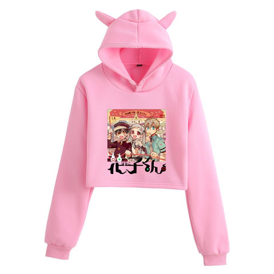 Jibaku Shonen Hanako-kun Crop Top Mikina s kočičími oušky pro dívky