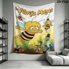 Bees and Maya Wall Tapestry Aesthetic Wall Hanging Printed Fabric Blanket Decorative Tapestries for Bedroom Living Room Home Decor