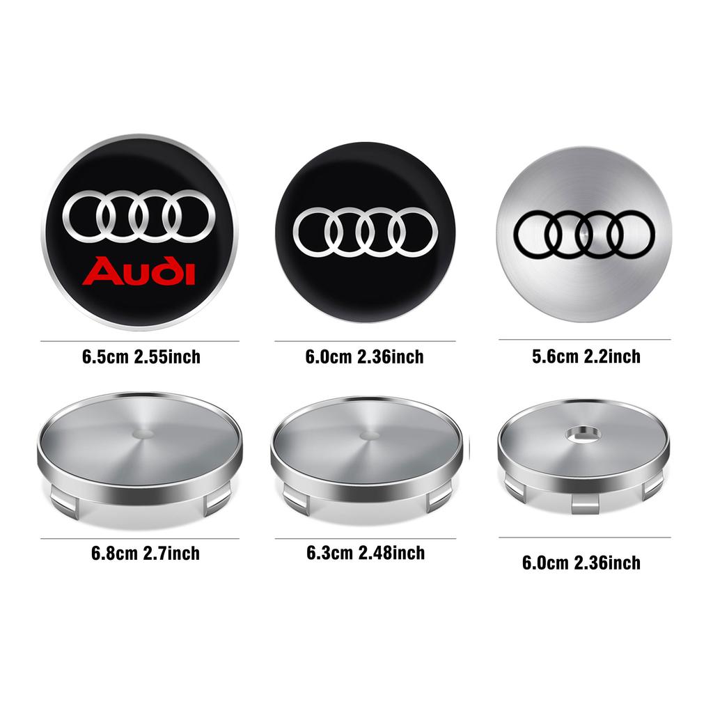2026 Hot 56/60/63/65/68mm Car Wheel Stickers Center Hub Cap Badge Cover For Audi A3 8P 8V A6 C8 C7 A4 B7 S8 A8 D3 D4 A5 A8 Q3 Q5 RS Sline