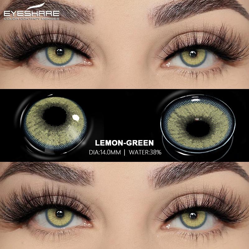 Eyeshare 2ks/pár Kontaktní čočky řady NICOSIA Roční zelené čočky 14,2 mm Modré oči Čočky Módní kosmetika Žáci
