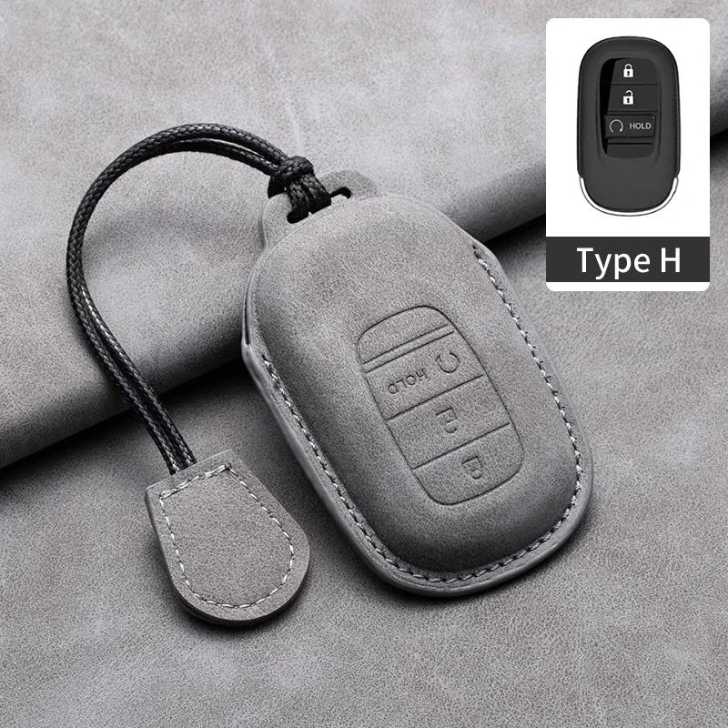 4 Buttons Car Remote Key Case Cover for Honda HR-V CR-V CRV Civic Accord 2021 2022 2023 Leather Car Key Shell Fob Keychain
