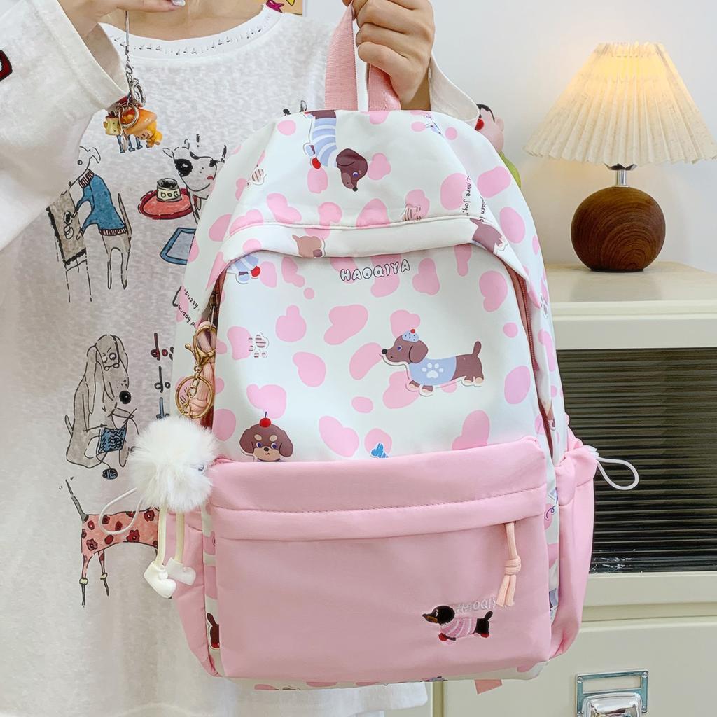Schoolbag Japanese cute cartoon printed backpack female ins small fresh contrasting color primary and secondary school backpack casual backpack