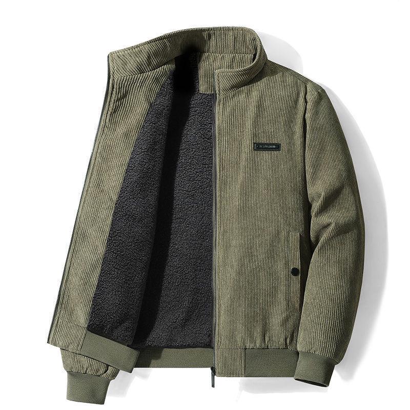 

Men s Corduroy Fleece-Lined Stand Collar Cotton-Padded Jacket - Autumn/Winter Workwear Coat 5XL (175-200 kg)