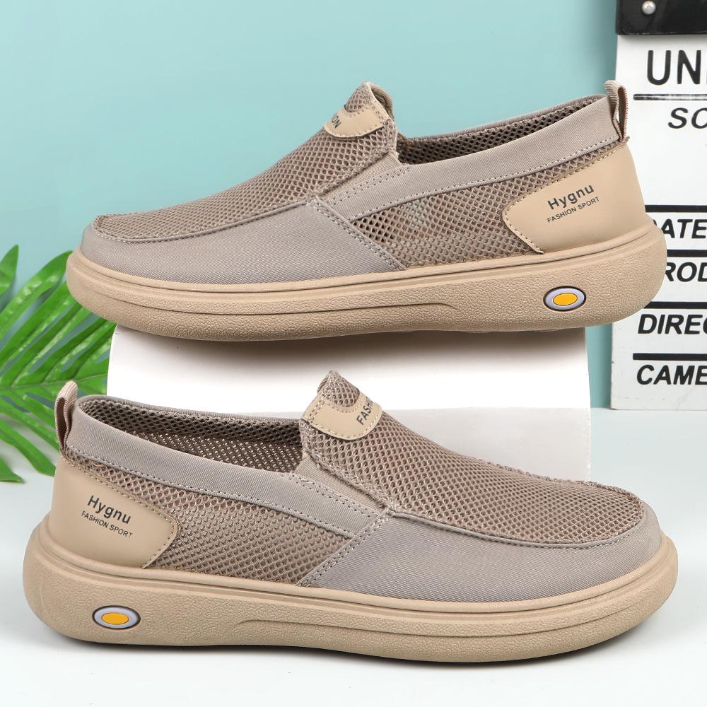 2026 Summer Men's Breathable Mesh Slip-on Shoes - Old Beijing Style Dad Shoes