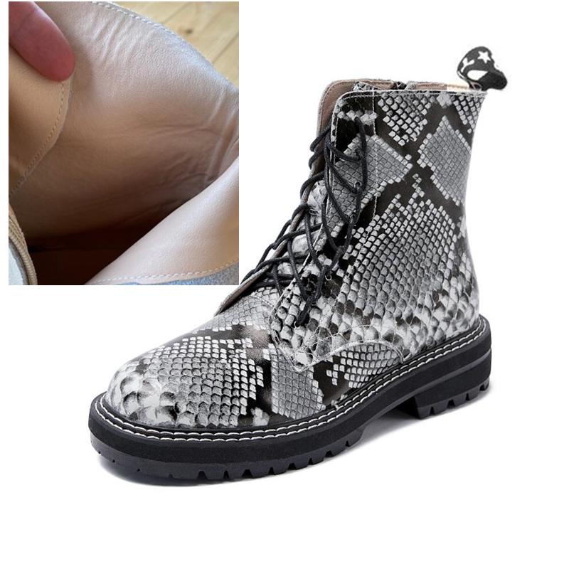 Damenstiefel aus echtem Leder, zum Schnüren, weiß, große Größe, geeignet für Damenstiefel im Frühling, Herbst und Winter