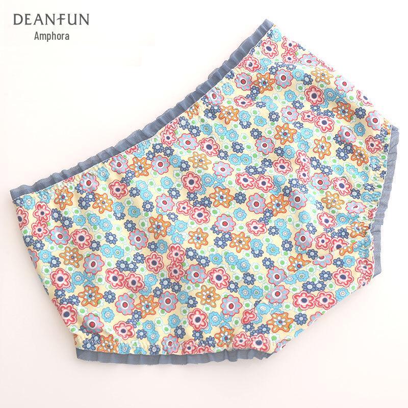 Deanfun Damen-Boyshorts aus bedruckter Baumwolle, mittelhoch geschnitten, 4er-Pack