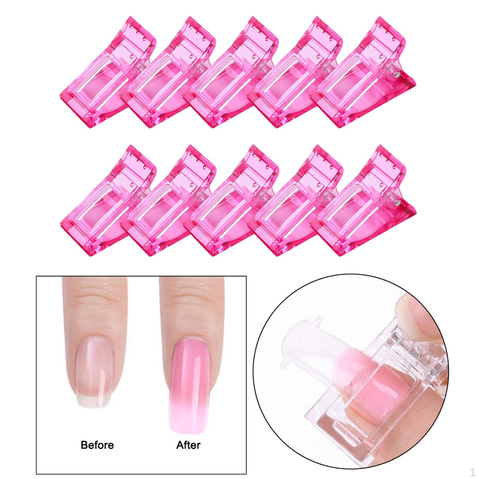 10 шт. Зажим для быстрого наращивания Пластиковый удлинитель пальцев Конструктор DIY Маникюр розовый