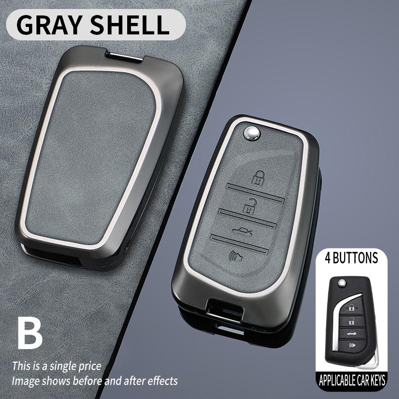 Car Zinc Alloy Leather Flip Key Case Cover Holder For Toyota RAV4 RAV-4 Levin Camry Reiz Highlander Corolla VA2 Accessories