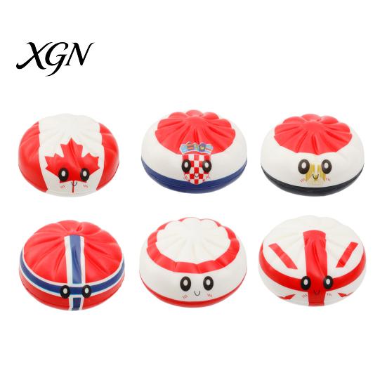 Soft Dumpling Toy 1/6Pcs Cartoon Stress Relief Anti-anxiety Flag Pattern Steamed Bun Squeeze Fidget Hand Relaxation Decompression Gadget Tool
