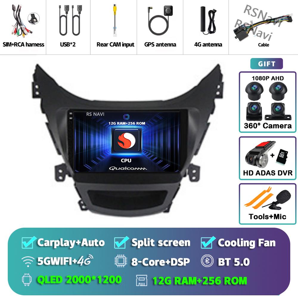 Android 14 Carplay Car Radio For Hyundai Elantra 2012 - 2015 Multimedia Video Player Navigation Stereo Head Unit Auto AI Voice