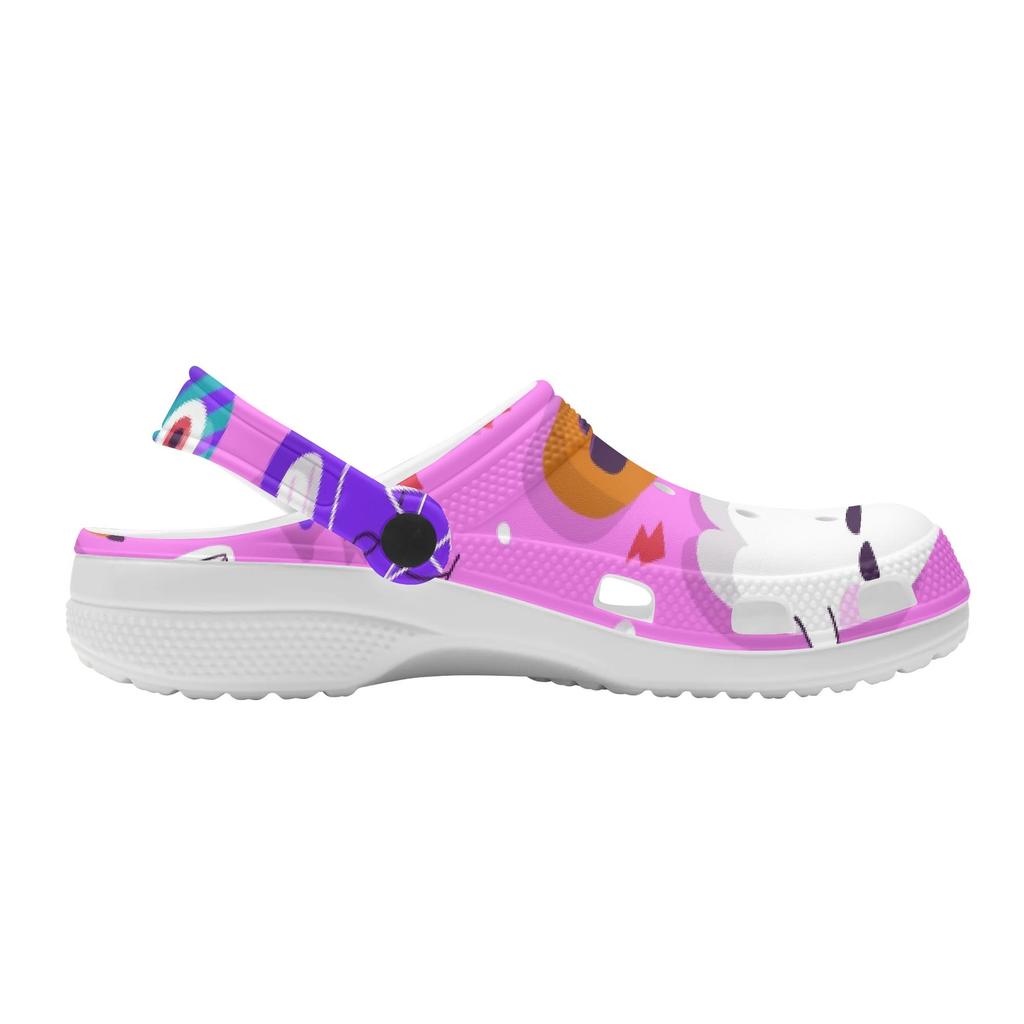 White Color Printed EVA Clogs Women Men Lightweight Breathable Garden Shoes Slip On Beach Pool Bathroom Home Sandals