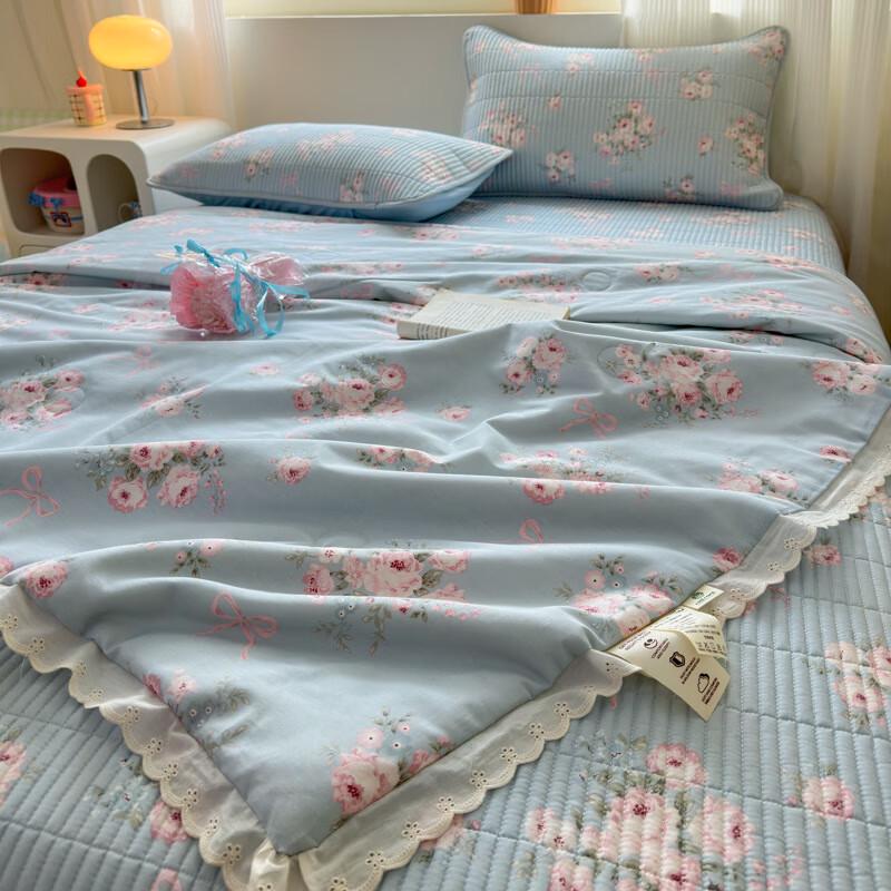 AQ French Floral 100% Cotton Summer Quilt 3-Piece Set