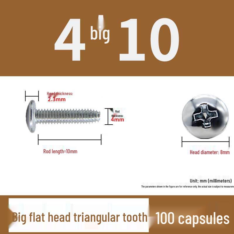 Hardened M4 Triangular Thread Phillips Self-Tapping Mushroom Head Wood Screw