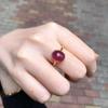 Vintage Red Round Egg Face Women's Ring, Versatile & Luxurious High-End Index Band