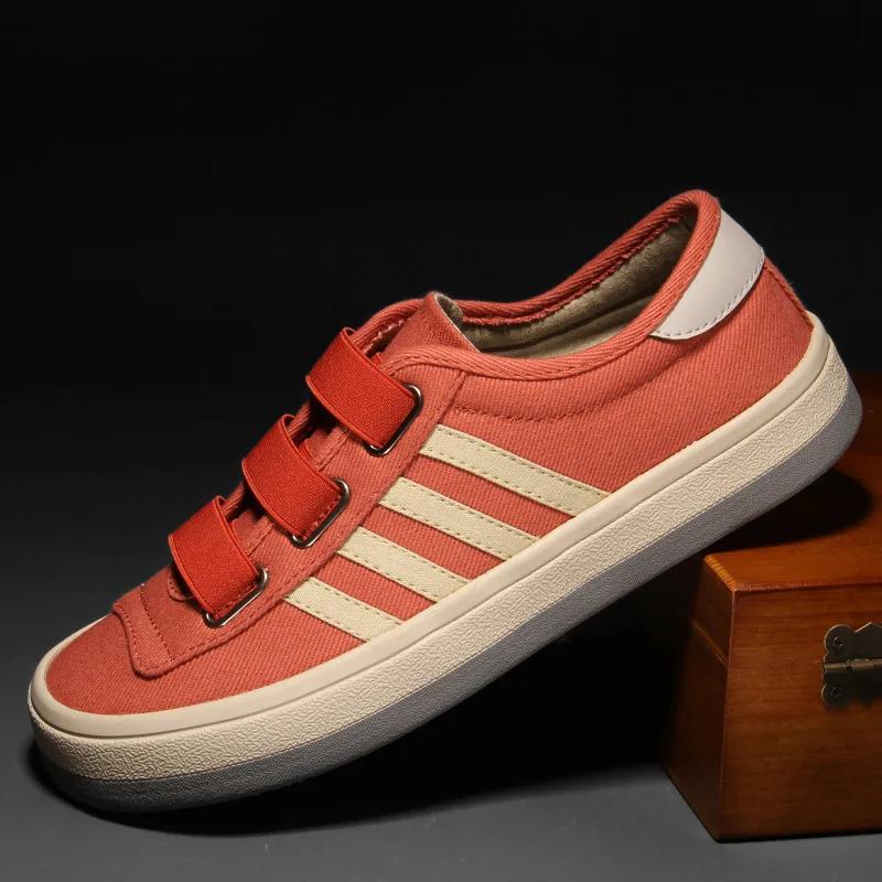 Elastic Band Canvas Men's Vulcanized Shoes Brand New Joker Simple Loafers Lazy Wear-resisting Trend Designer Flats
