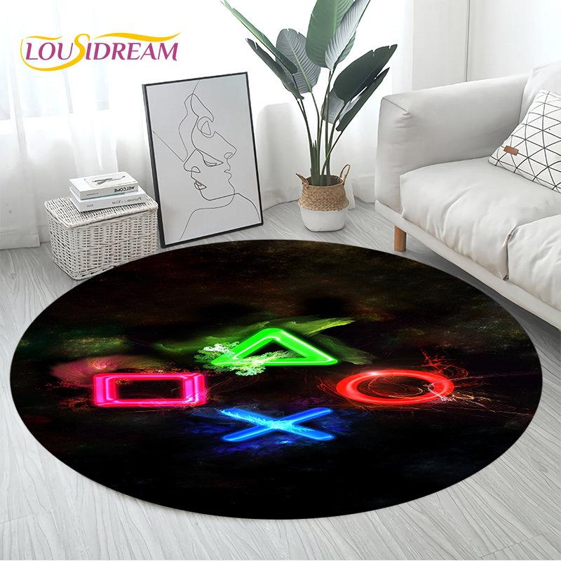 3D Cartoon Gamer Game Controller Area Rug Large,Round Carpet Rug for Living Room Bedroom Sofa Decor,Kid Play Non-slip Floor Mat
