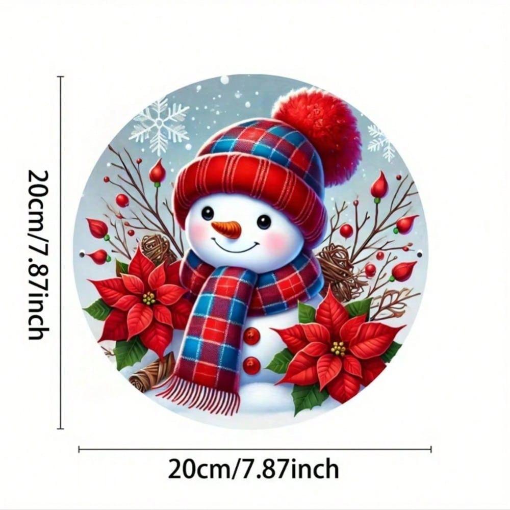 Charming Snowman Metal Sign 8x8 Inch Round Outdoor Garden Wall Art for Home Decor