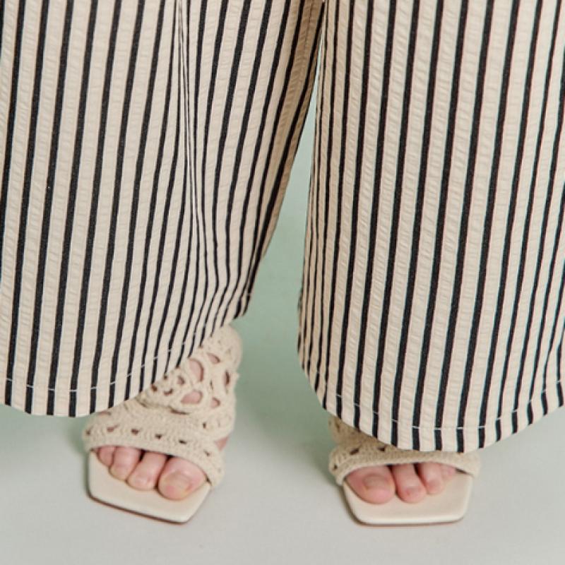 Maxza Seersucker Banding Wide Pants Zd06ql006on