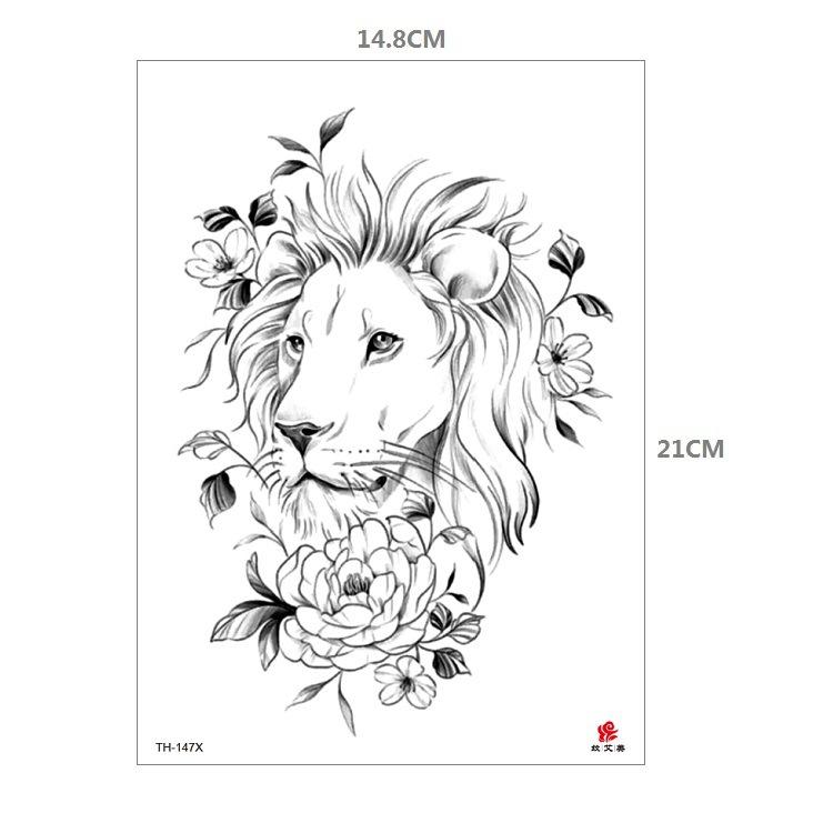 Tiger Tattoo Sticker Half Arm Lion Large Pattern Water Transfer Amazon Set