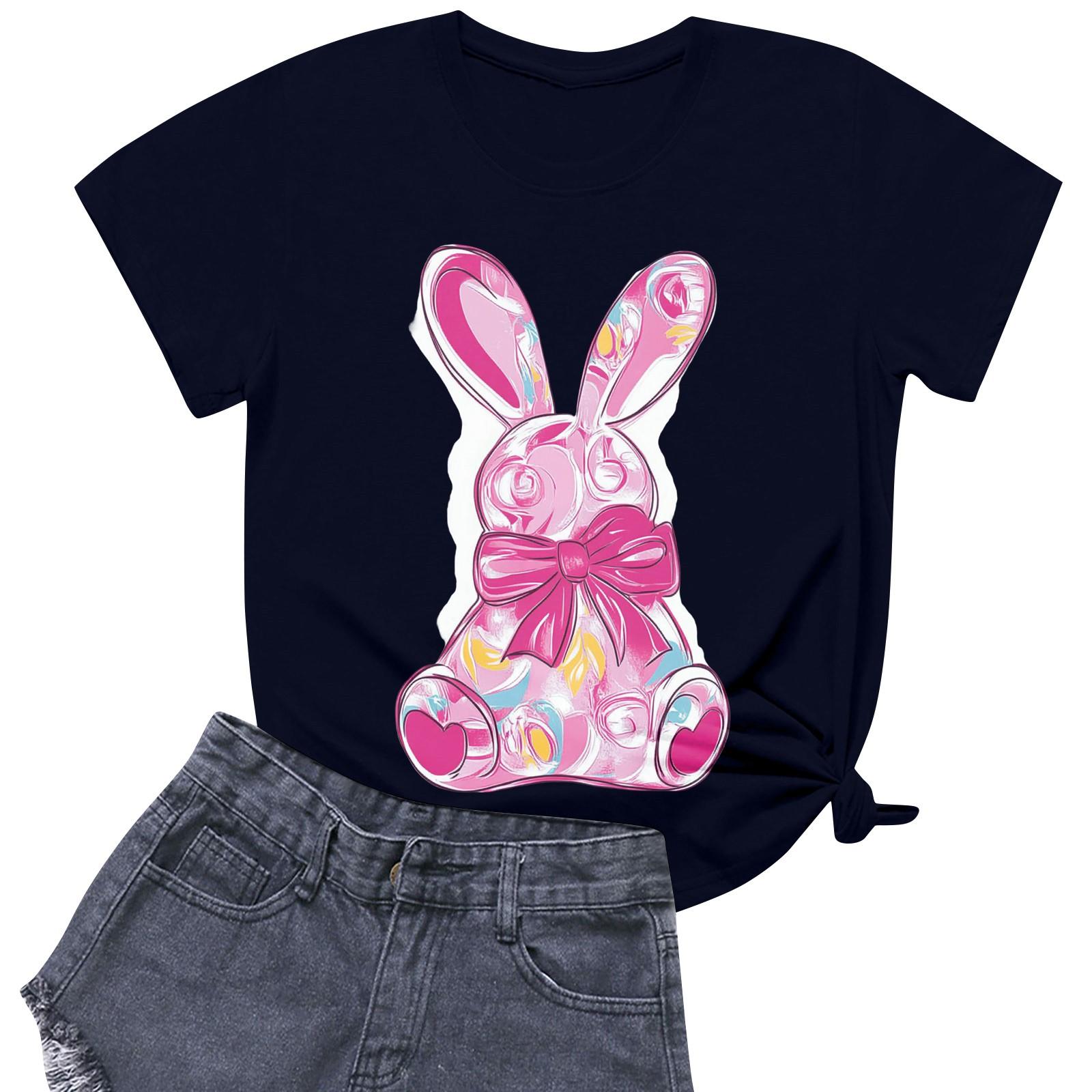 

Женская повседневная футболка с круглым вырезом и короткими рукавами с принтом L тёмно-синий