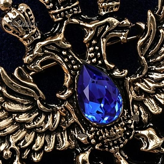 Solid Metal Brooch Eagle Pin, Double-Headed Design Lapel Alloy Anti-Oxidation Strong Buckle Badge for Coats Shirts Bags Accessories Vintage Style