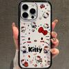 Cute Cat Transparent Phone Case for 16/17 Pro Max with Black Edge