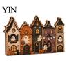 Rustikální podzimní středové dekorace stolu Halloween Retro strašidelná vesnice Dřevěná dekorace na stolní desku, Podzimní statek Čarodějnice Americký venkovský styl Figurky