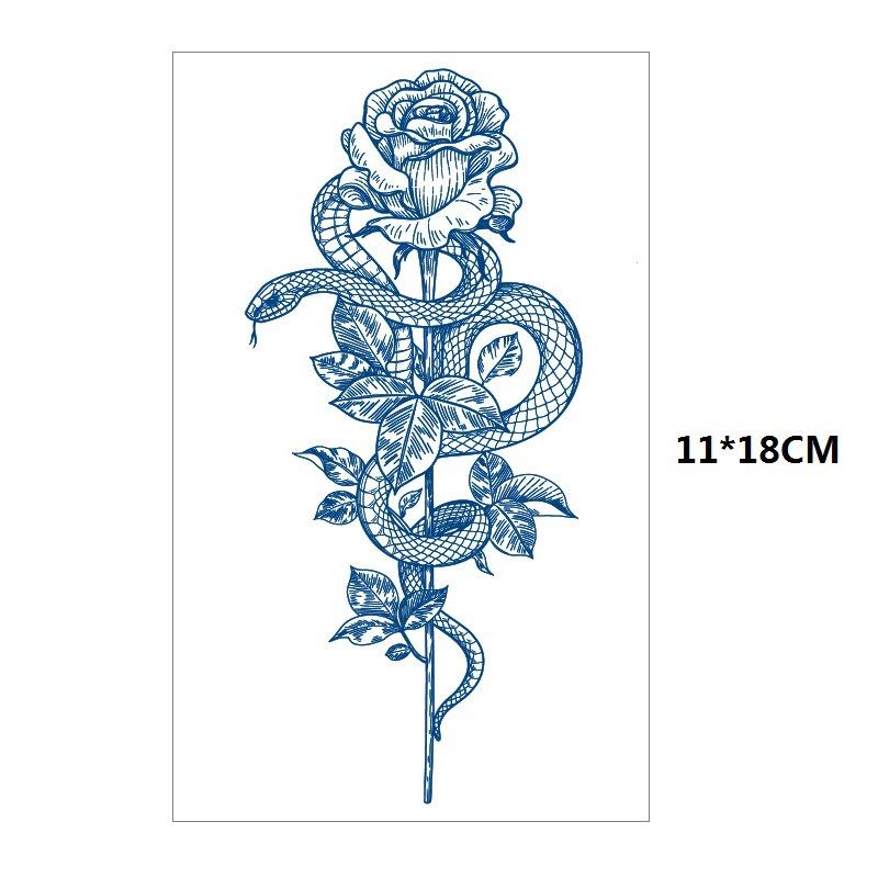 Herbs Gradual Change Jellyfish Planet Feather Snake Big Pattern Geisha Slowly Color Simulation Water Transfer Tattoo Sticker