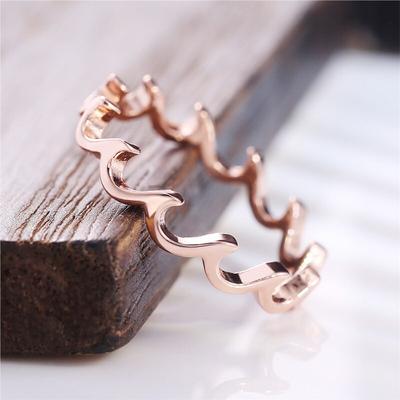 Anelli da dito con onde dell'oceano da donna alla moda, dal design succinto, per donne, gioielli, regalo per ragazza