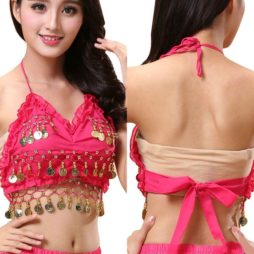 Women Sequin Tassel Nightclub Show Costumes Belly Dance Bra Halter Bra Performance Top