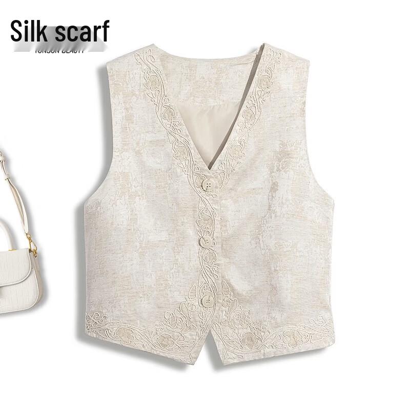 Women s Elegant Linen V-Neck Vest M