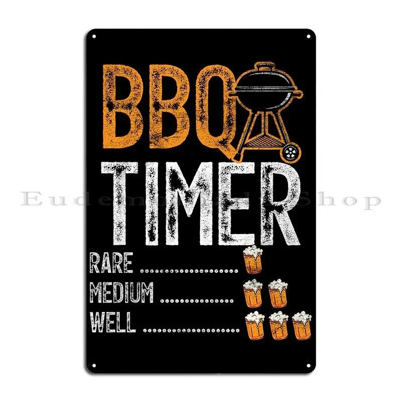 Bbq Timer Smoker Grill Fan Metal Sign Cave Home Club Design Club Tin Sign Poster 20x30cm(7.8x11.8inch)