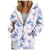 Damen Kapuzenpullover mit Schmetterlings-Grafik Herbst Reißverschluss Langarm Lockere Jacken Mäntel Streetwear Harajuku Lässige Kapuzenpullover