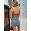 MY SASSY GIRL American vintage Sexy Leopard Print Lace Stitching Cami Sleeveless Gyaru Slim fit Small Top