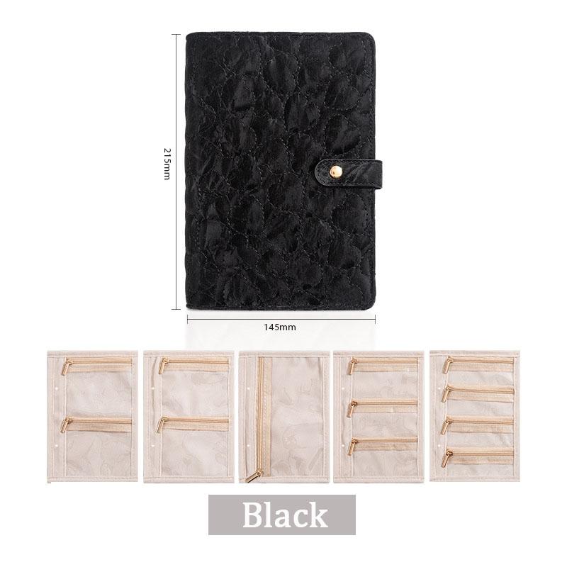 Hochwertiges Transparentes Schmuckaufbewahrungsbuch Samt mit Reißverschluss Halskette Ordner Aufbewahrungsbuch Luxus PU Leder Klarsichthüllen