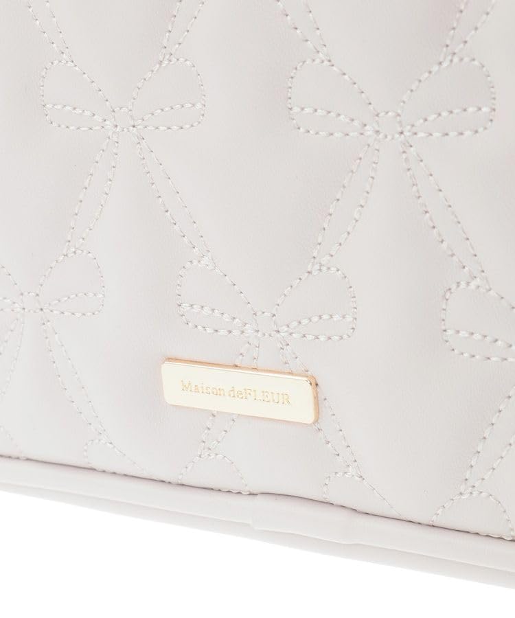 Maison De Fleur Ribbon Quilted Square Pochette, Light Pink, F Shoulder Bag, 08000792700